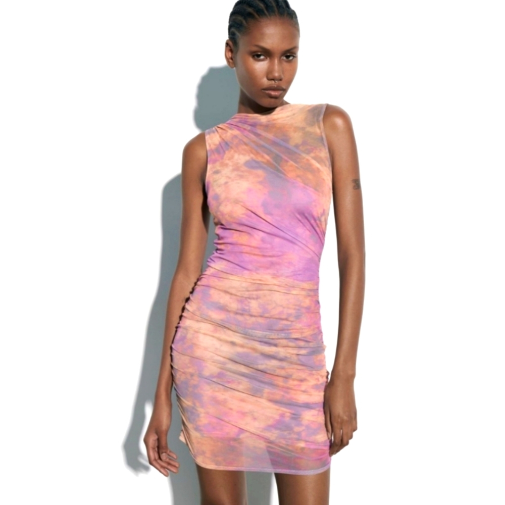 VIRAL TREND Zara Pink and Purple Dress Summer cotton candy